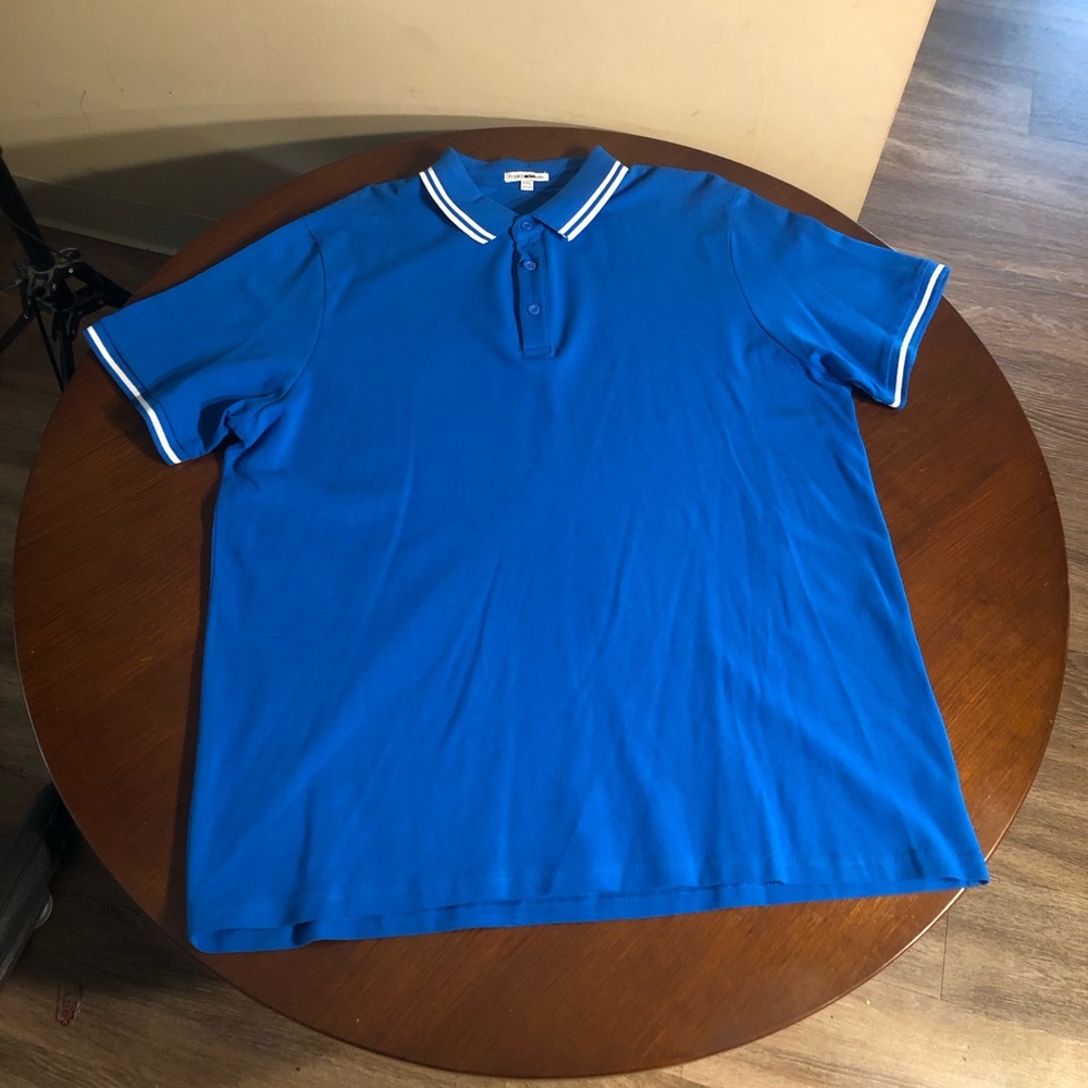 Fashion Nova Wilson Short Sleeve Polo- Blue/Combo XXL 100% Cotton
